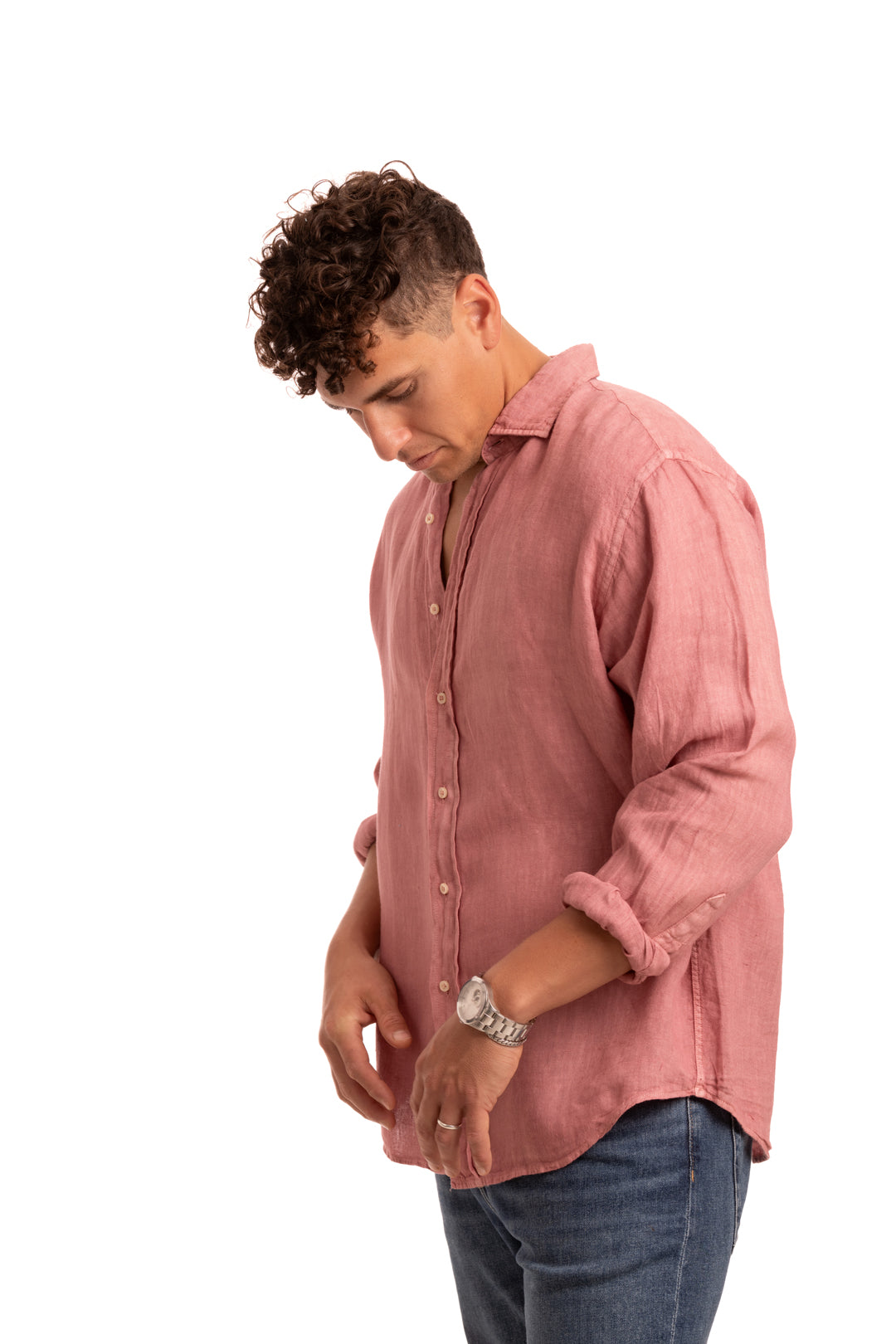 Camisa lino Sa Caleta Burdeos