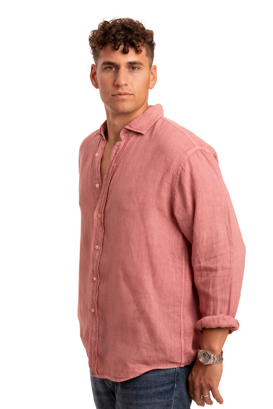 Camisa lino Sa Caleta Burdeos