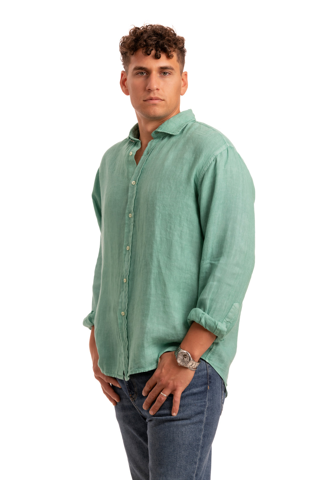 Sa Caleta Turquoise Linen Shirt