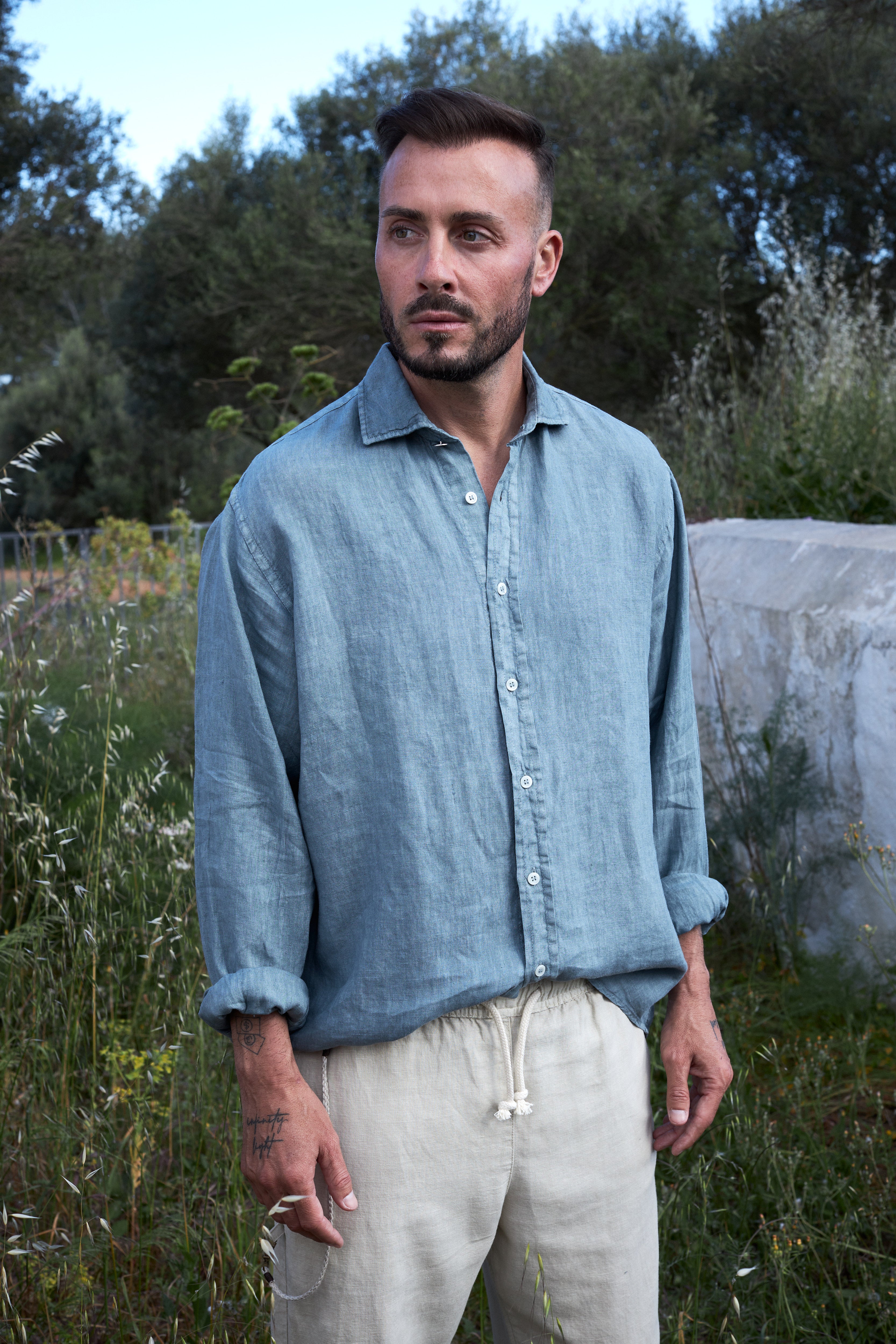 Camisa lino Sa Caleta Plomo