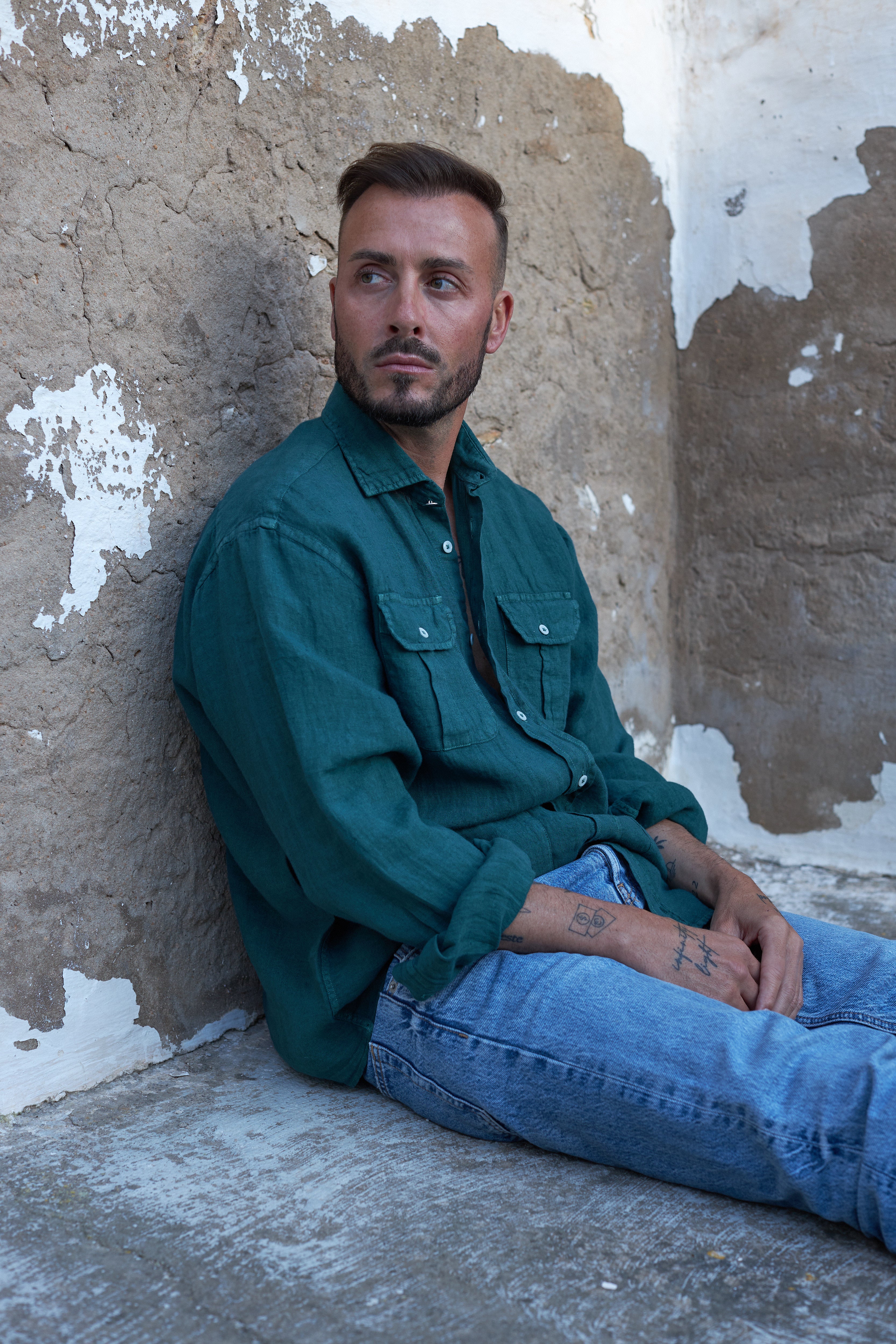 Sa Caleta Blue Linen Shirt