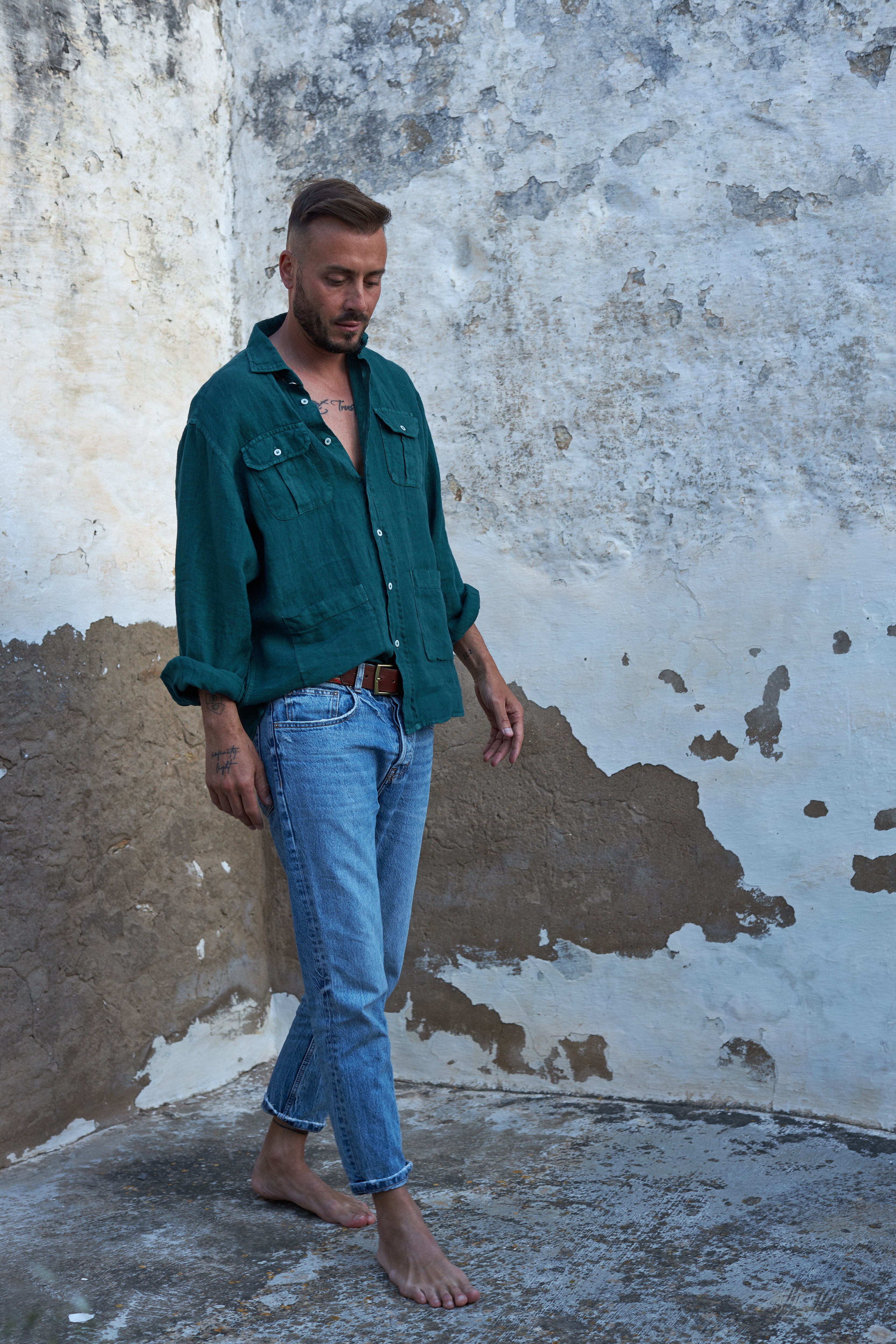 Sa Caleta Blue Linen Shirt