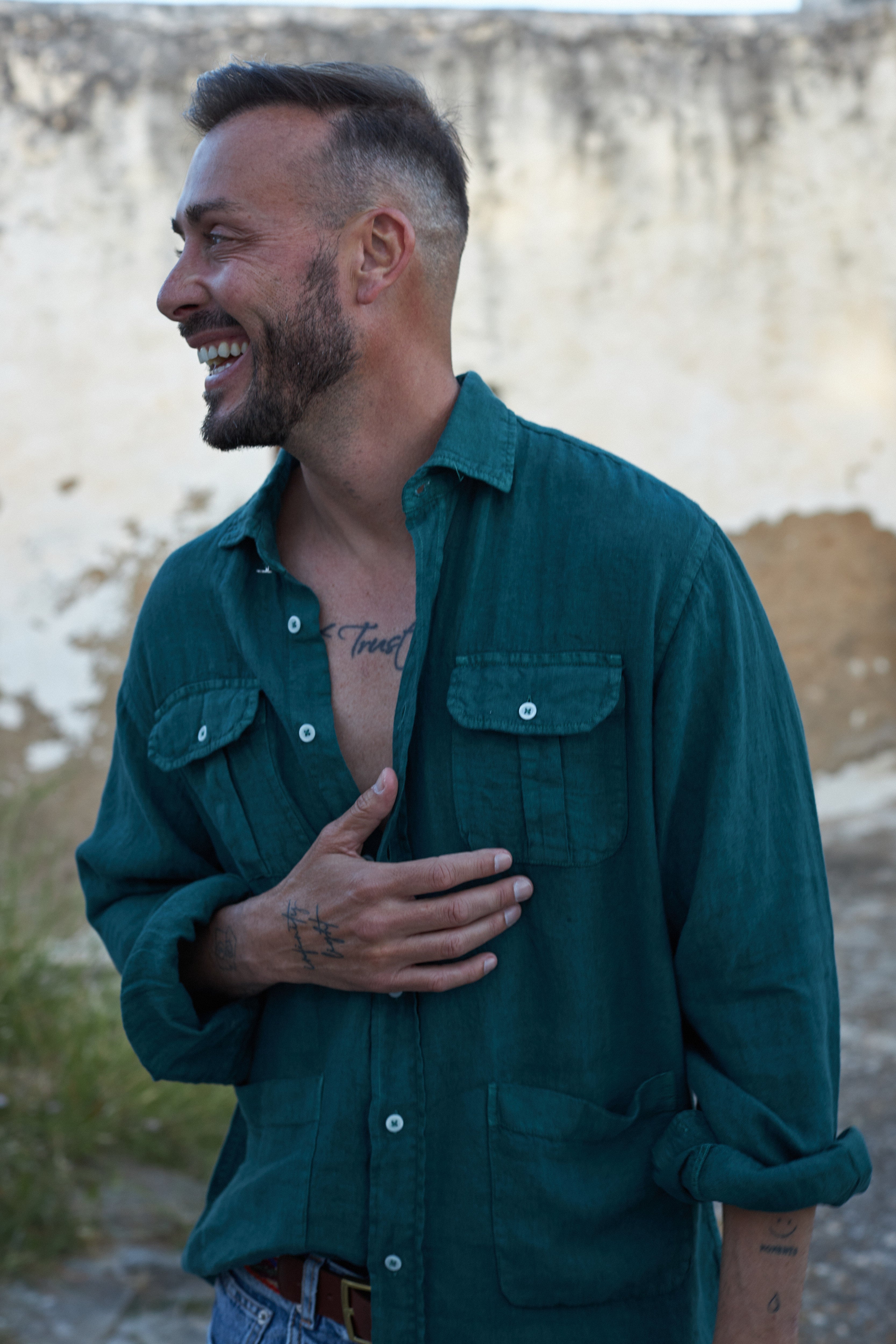 Sa Caleta Blue Linen Shirt