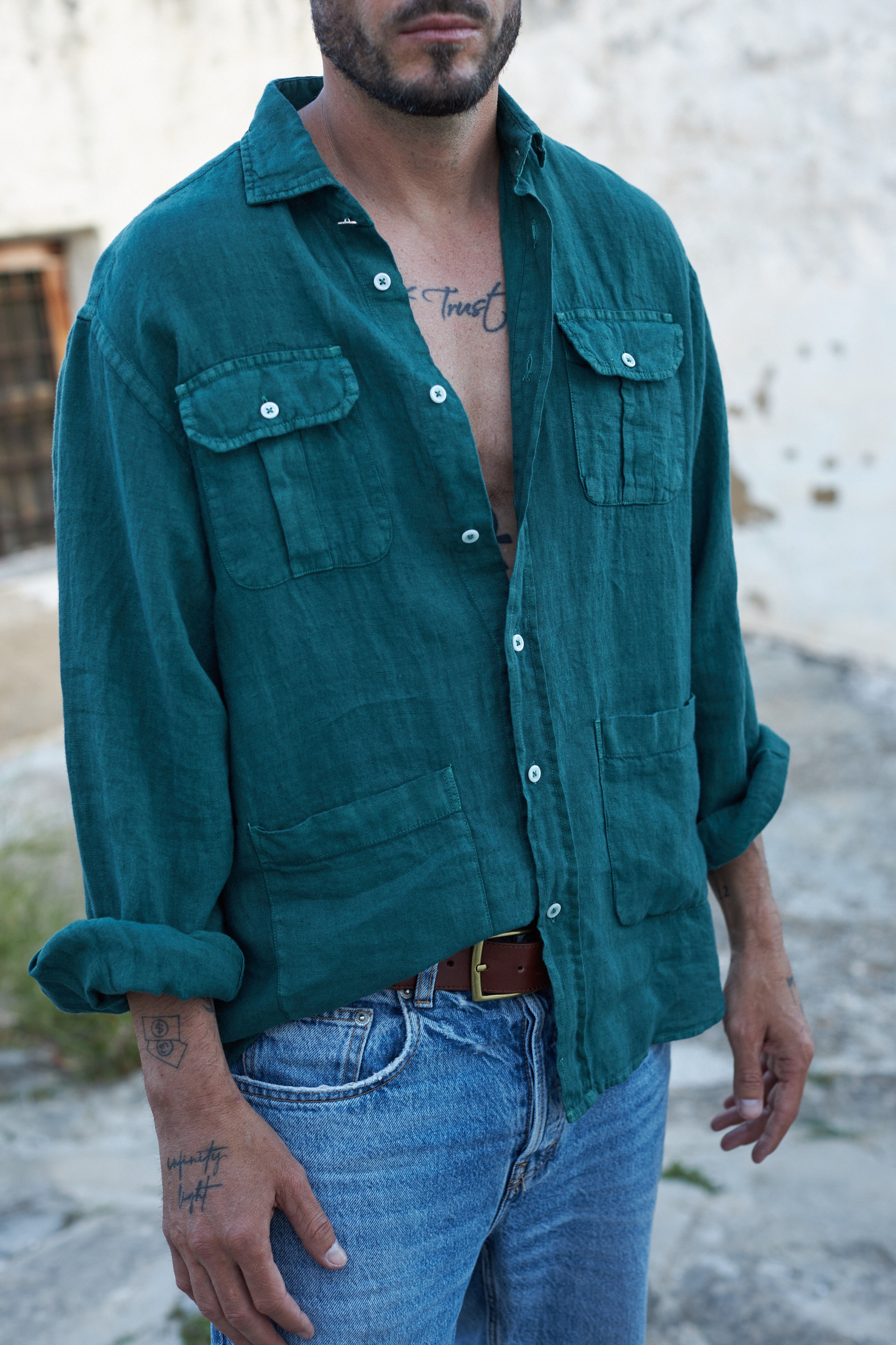 Sa Caleta Blue Linen Shirt