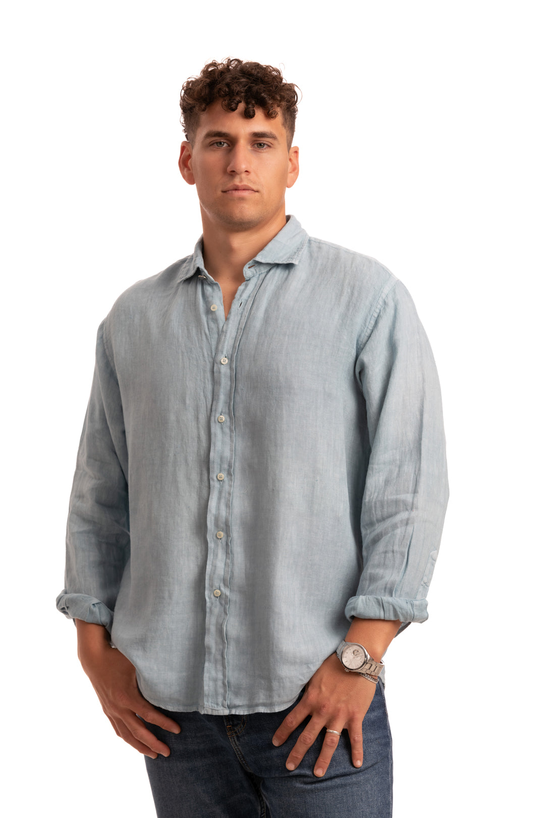 Sa Caleta Blue Linen Shirt
