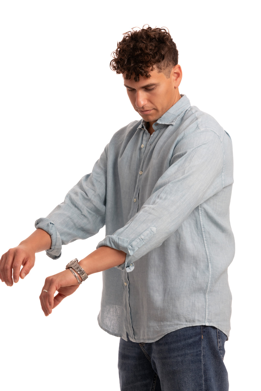 Sa Caleta Blue Linen Shirt