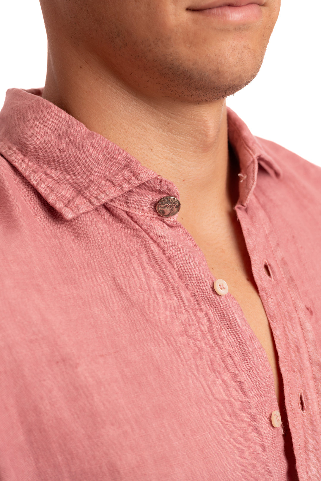 Sa Caleta Bordeaux linen shirt
