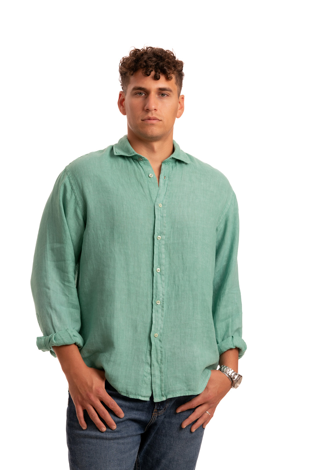 Sa Caleta Turquoise Linen Shirt