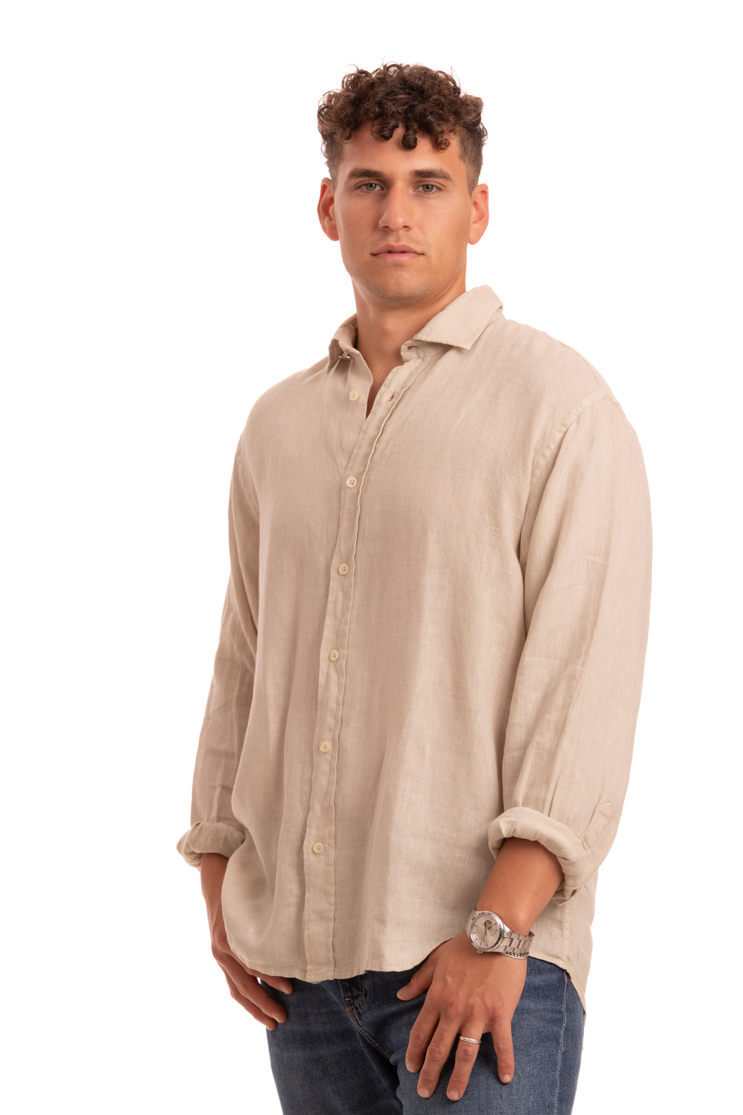 Sa Caleta Beige Linen Shirt