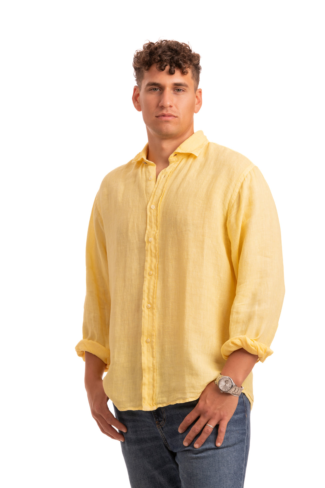 Sa Caleta Yellow linen shirt