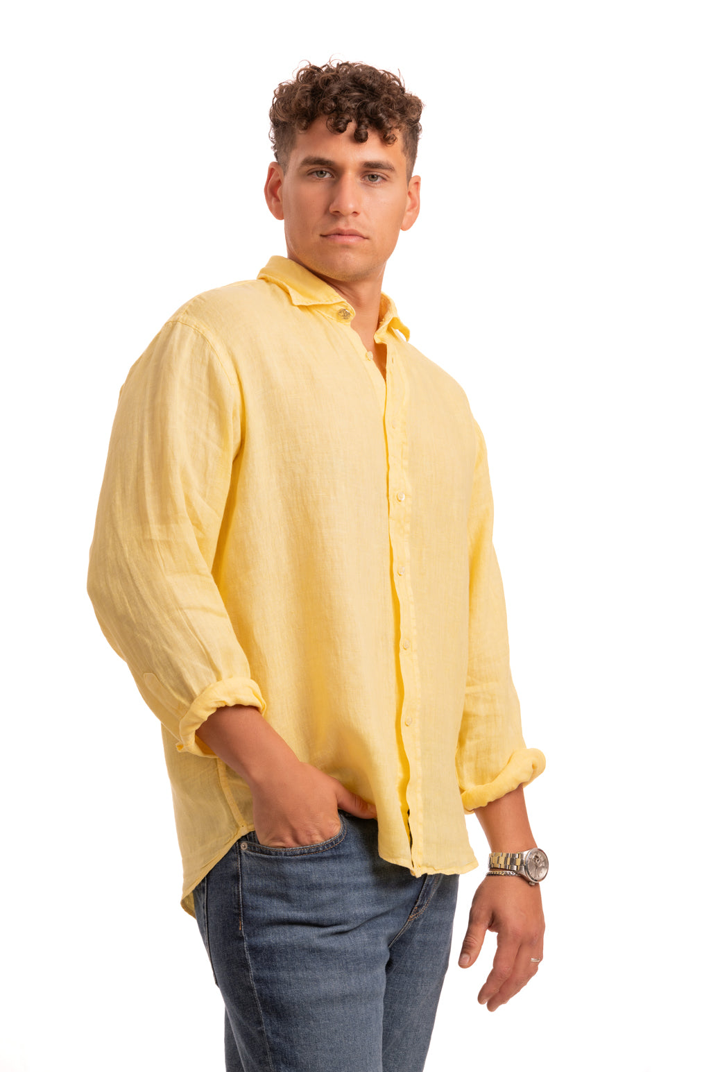 Sa Caleta Yellow linen shirt