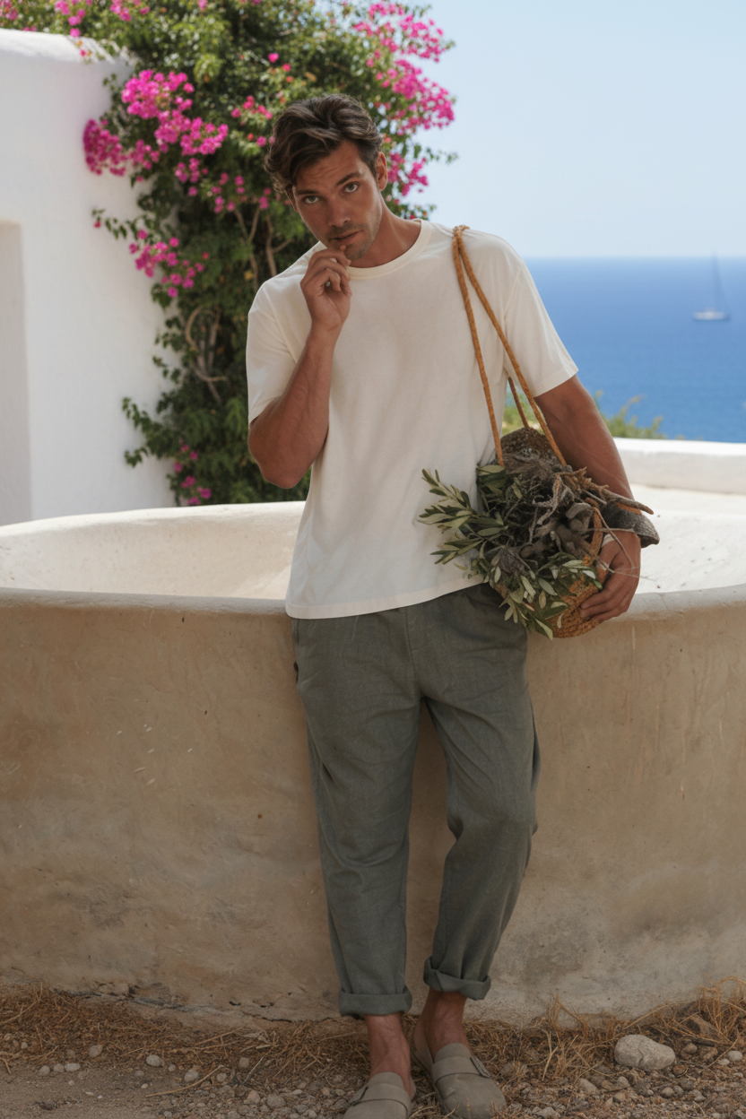 Pantalón Lino Llaüt verde caqui