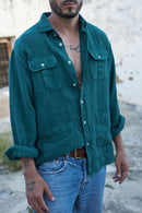 Sa Caleta Blue Linen Shirt